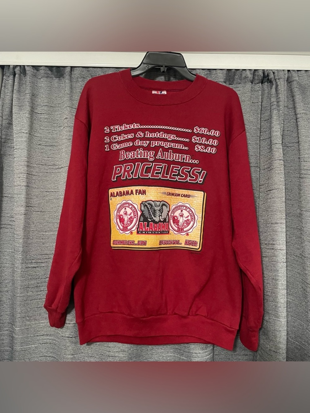 Vintage 90s Alabama Crimson Tide Sweatshirt Size L Red Graphic Print Pullover